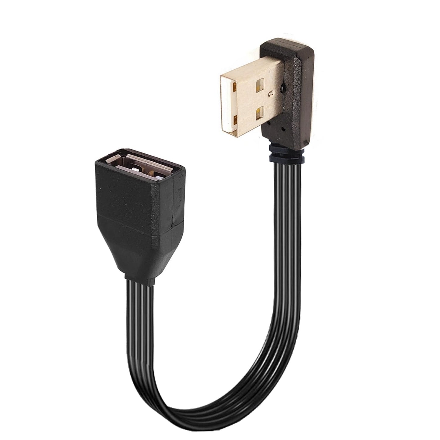 2-Pack USB A Male to Female Extension Cable with 90-Degree Right Angle Design – USB 2.0 High-Speed Adapter Cord for Computer, Laptop, Game Console, USB Devices