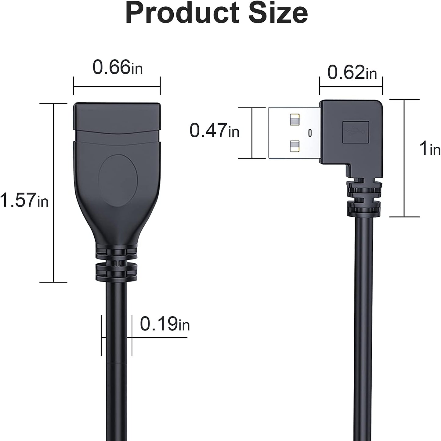 2-Pack 20cm USB Male to Female Extension Cable | 90-Degree Angled Connector | Flexible & Durable USB 2.0 Adapter Cord