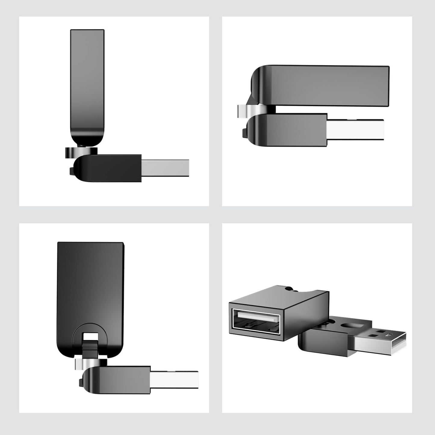 Swivel USB Adapter – USB Male to Female Converter with 360° Rotation & 180° Folding for Tight Spaces
