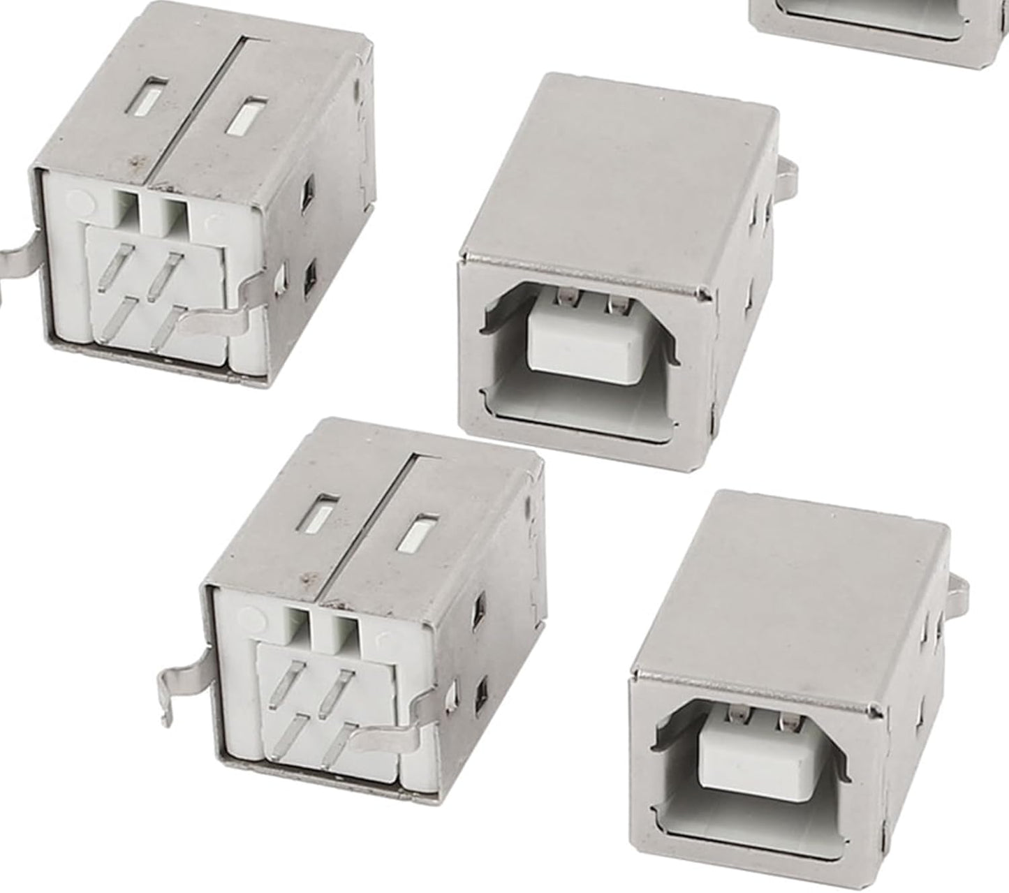 6-Pack USB-B Female Socket Connectors | USB 2.0 Type-B 4-Pin Square Receptacle Interface