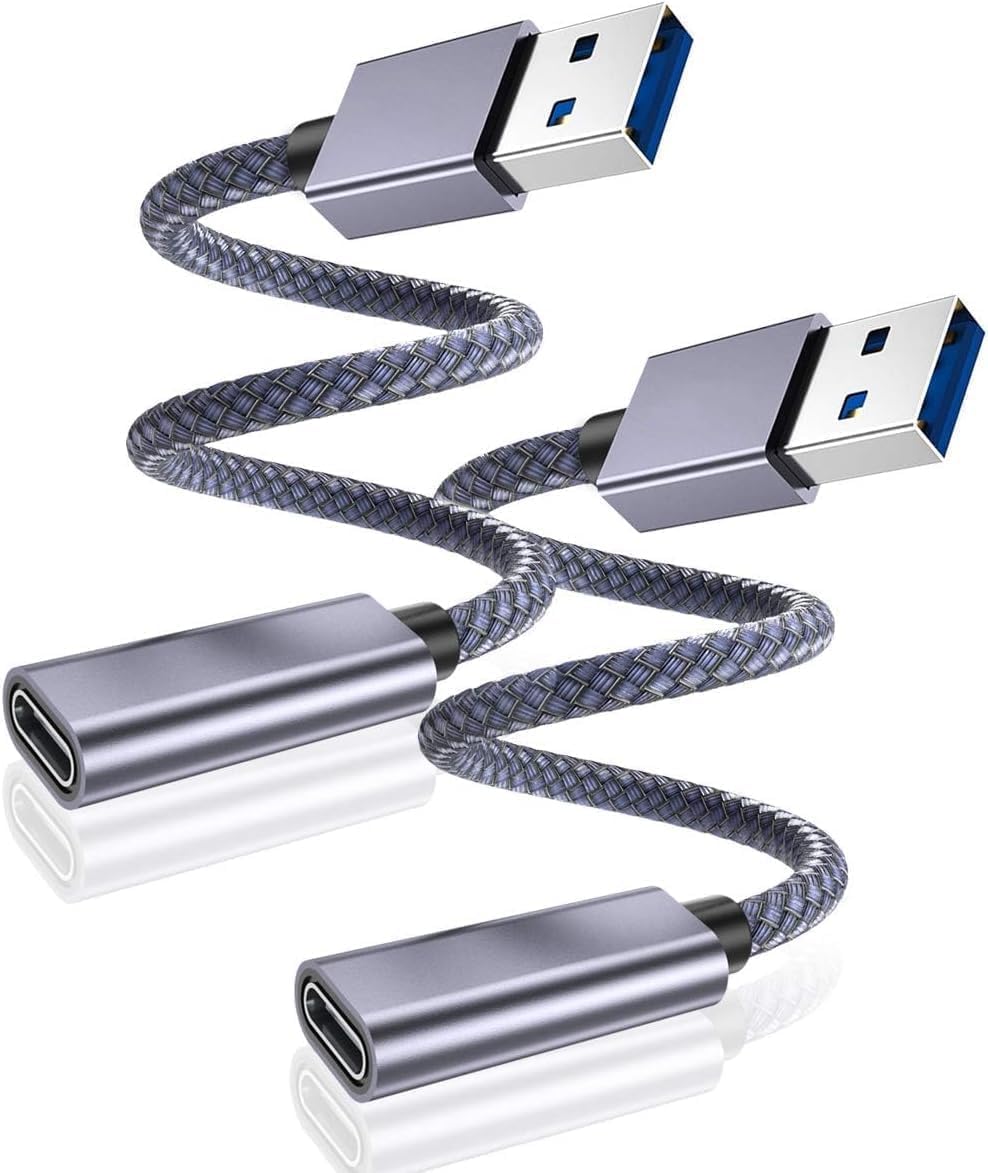 USB-C Female to USB 3.1 Male Adapter Cable – 8.8 inch Nylon Braided Cord | High-Speed Transfer | Compatible with Smartphones, Tablets, Flash Drives, and More