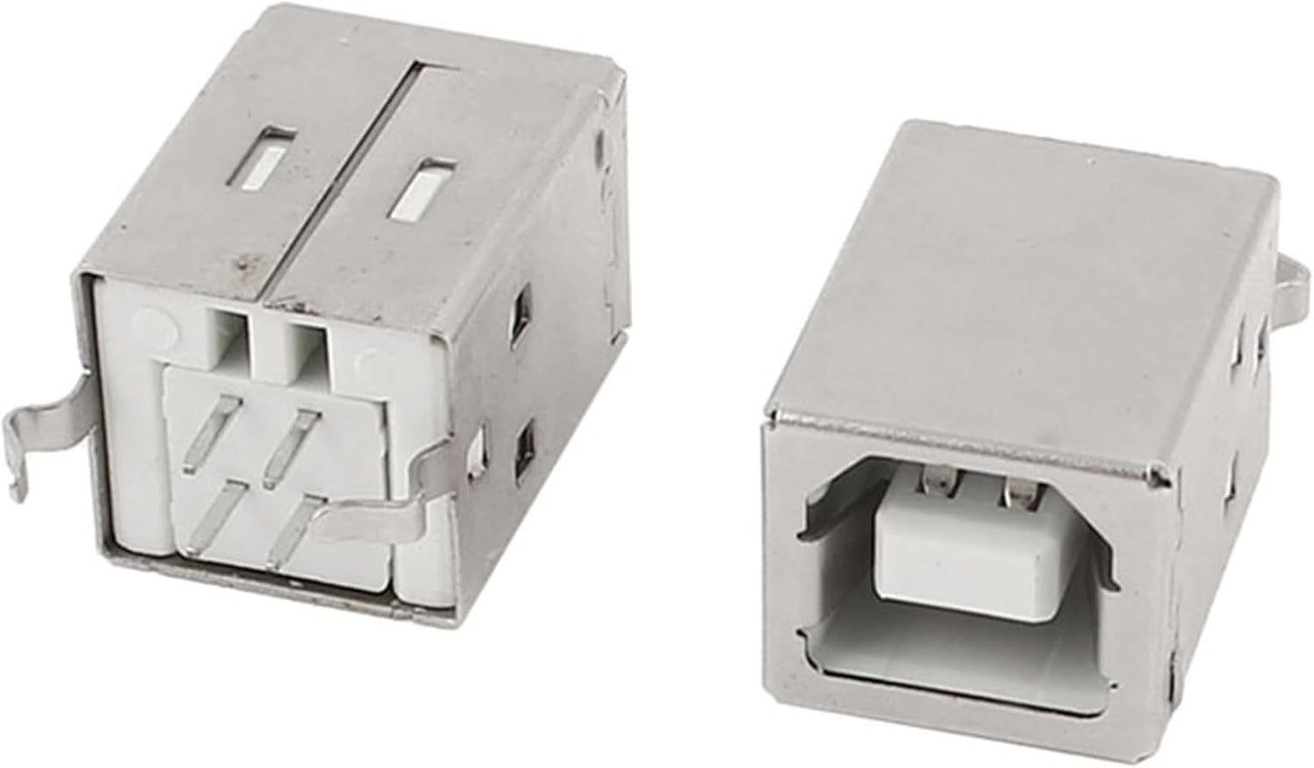6-Pack USB-B Female Socket Connectors | USB 2.0 Type-B 4-Pin Square Receptacle Interface