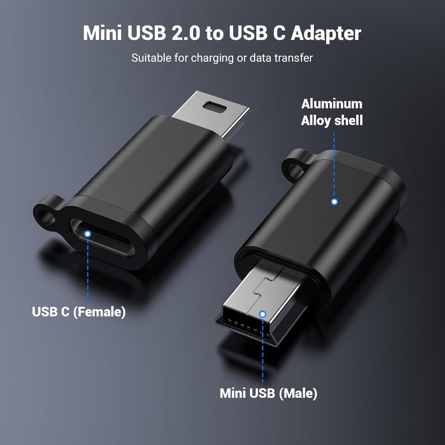 5-Pack USB-C Female to Micro USB Male Adapter | Mini OTG Converter for Android Devices, Headphones, Power Banks