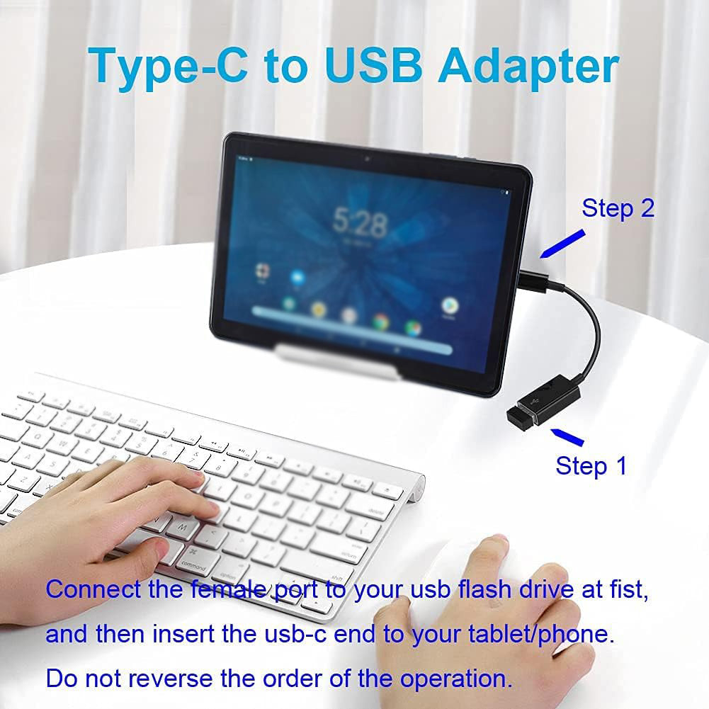 USB Type-C to USB 3.0 OTG Adapter Cable – Portable USB-C Male to USB-A Female Converter for Flash Drive, Mouse, Keyboard, Data Sync – Compatible with Phones, Tablets, and Laptops