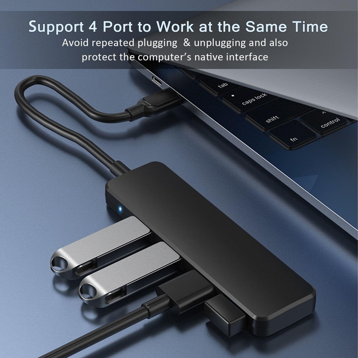 USB 3.0 4-Port Hub – High-Speed Multiport Splitter Adapter with LED Indicator, Plug & Play for Laptop, Desktop, Hard Drive, Keyboard, Mouse