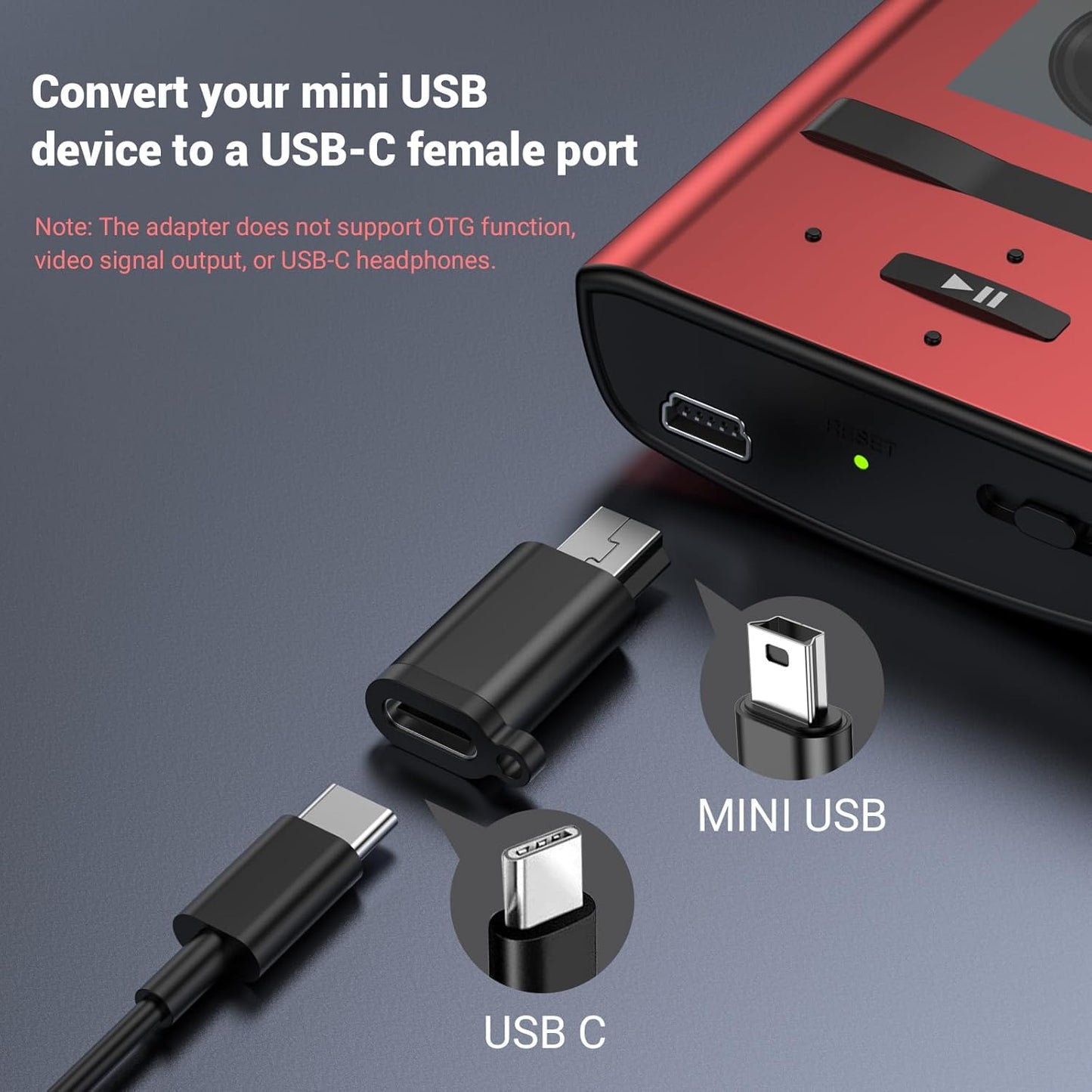 5-Pack USB-C Female to Micro USB Male Adapter | Mini OTG Converter for Android Devices, Headphones, Power Banks