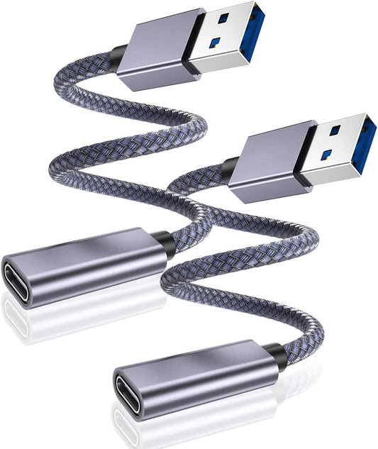 USB-C Female to USB 3.1 Male Adapter Cable – 8.8 inch Nylon Braided Cord | High-Speed Transfer | Compatible with Smartphones, Tablets, Flash Drives, and More
