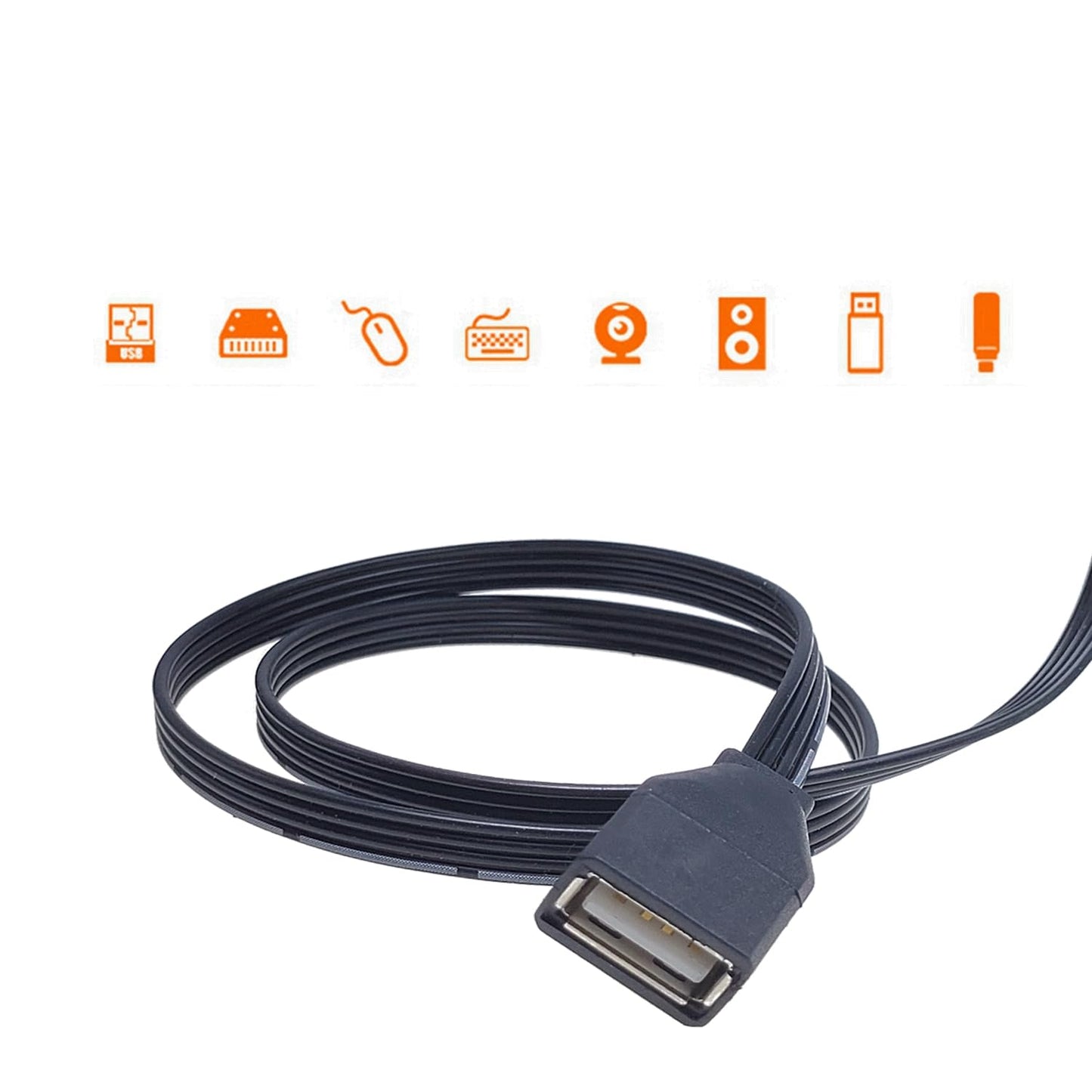 2-Pack USB A Male to Female Extension Cable with 90-Degree Right Angle Design – USB 2.0 High-Speed Adapter Cord for Computer, Laptop, Game Console, USB Devices