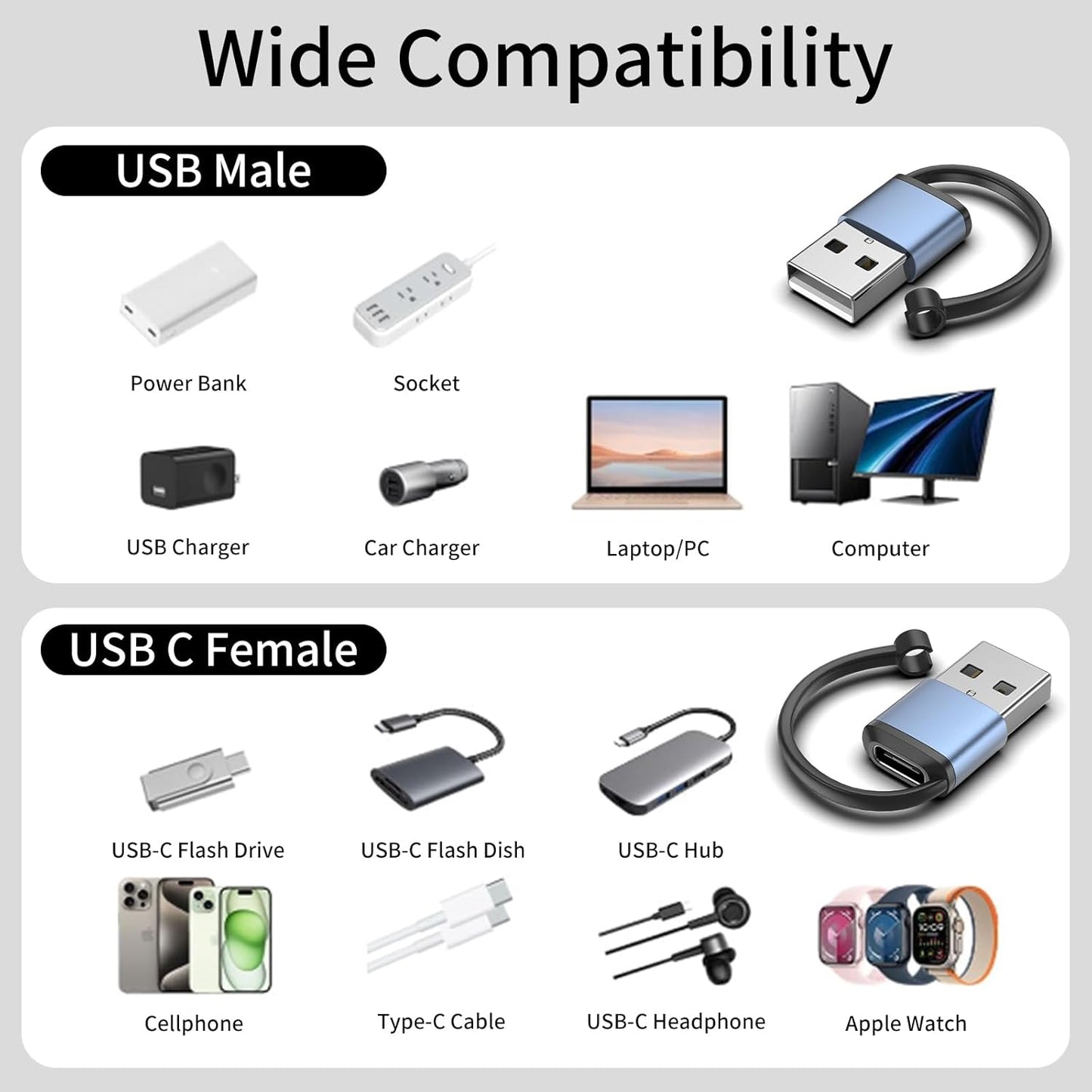 USB A to USB C Adapter with Retractable Coil Cord – Portable High-Speed OTG Cable for Laptops, Flash Drives, Smartphones & More