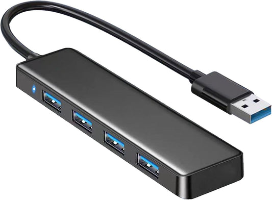 USB 3.0 4-Port Hub – High-Speed Multiport Splitter Adapter with LED Indicator, Plug & Play for Laptop, Desktop, Hard Drive, Keyboard, Mouse