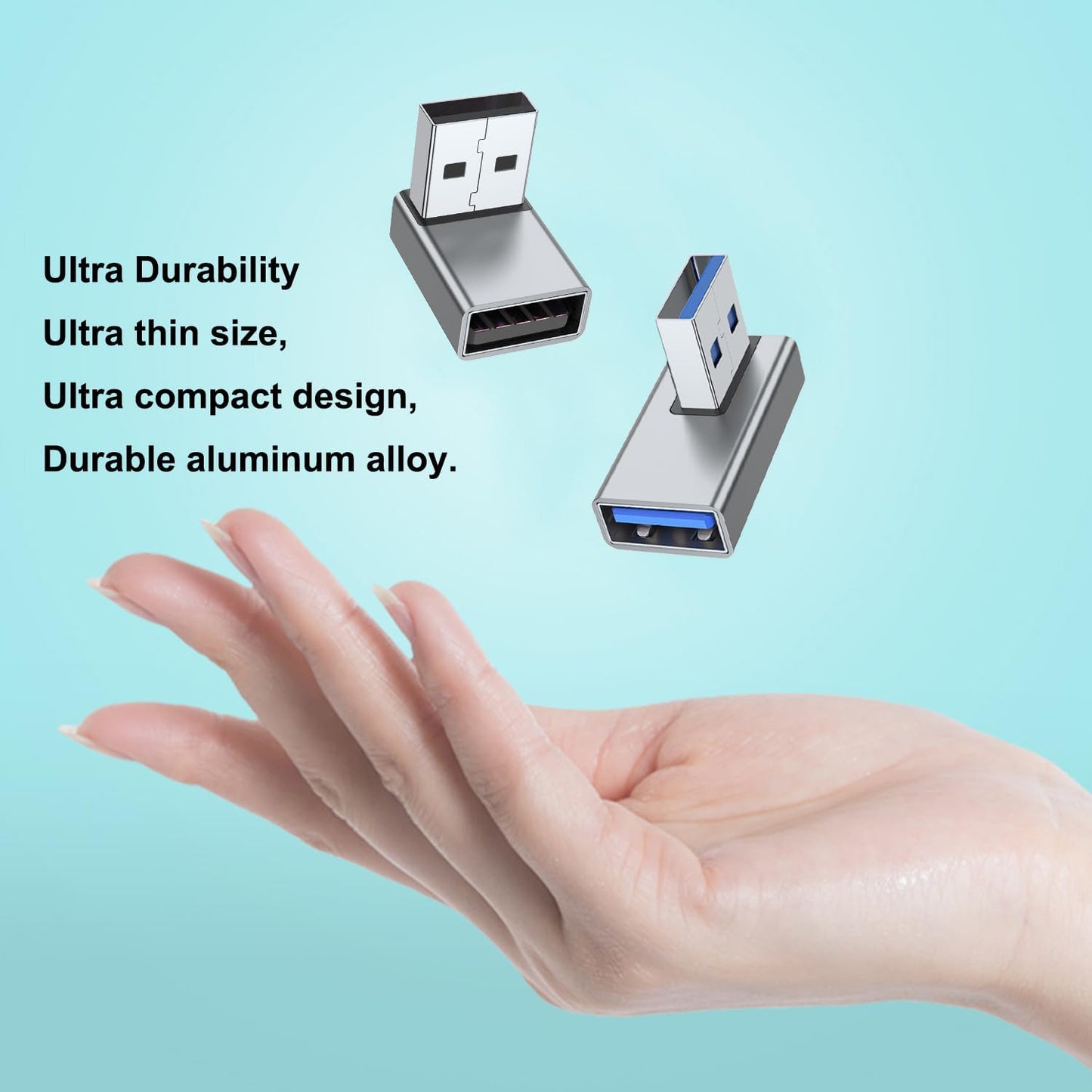 4-Pack USB 3.0 Right Angle Adapter | Male to Female 90° Elbow Connector | High-Speed Data Extension