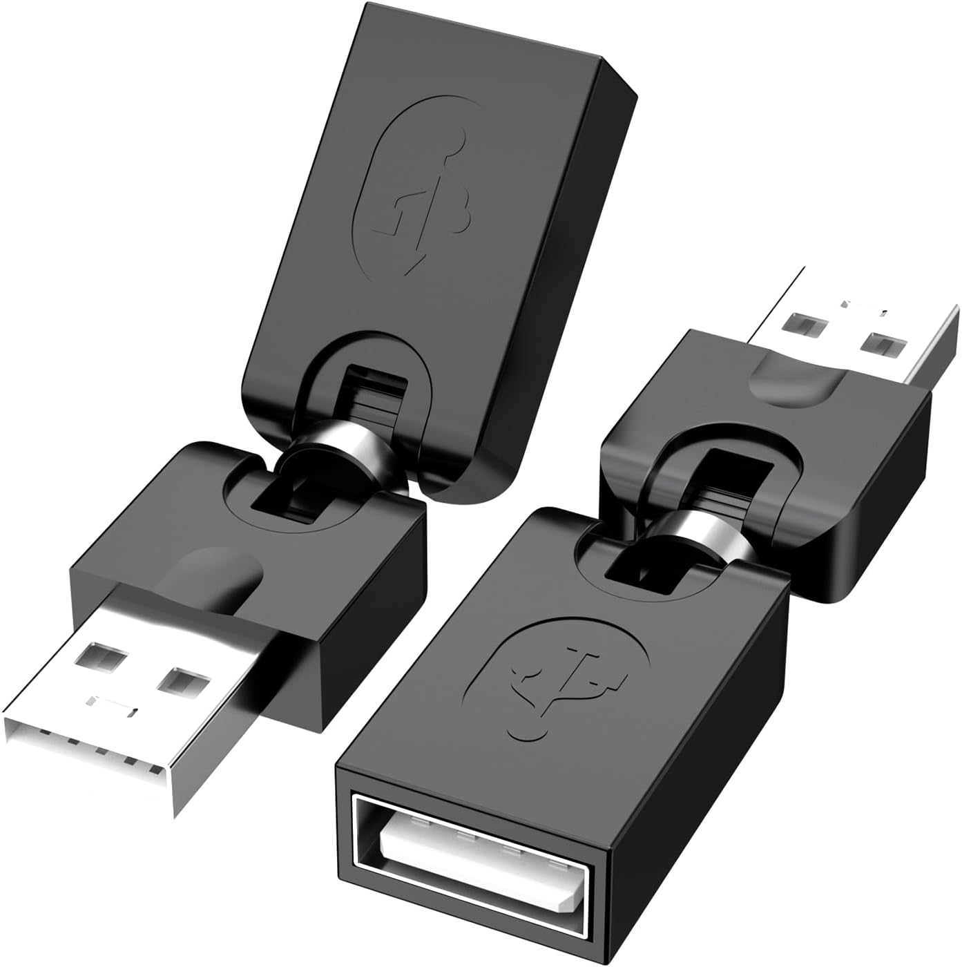 Swivel USB Adapter – USB Male to Female Converter with 360° Rotation & 180° Folding for Tight Spaces