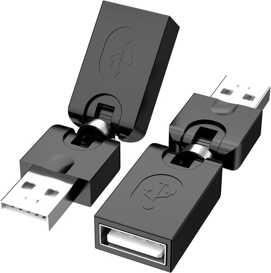 Swivel USB Adapter – USB Male to Female Converter with 360° Rotation & 180° Folding for Tight Spaces