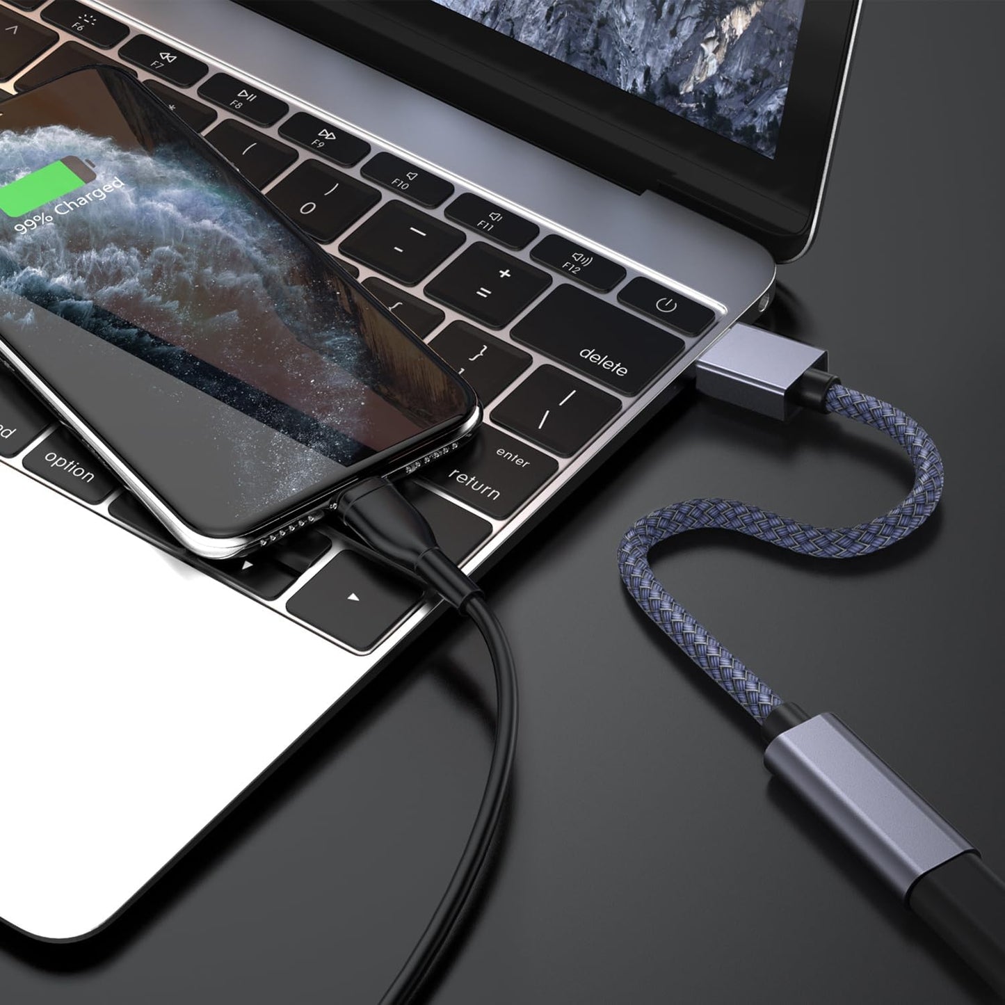 USB-C Female to USB 3.1 Male Adapter Cable – 8.8 inch Nylon Braided Cord | High-Speed Transfer | Compatible with Smartphones, Tablets, Flash Drives, and More