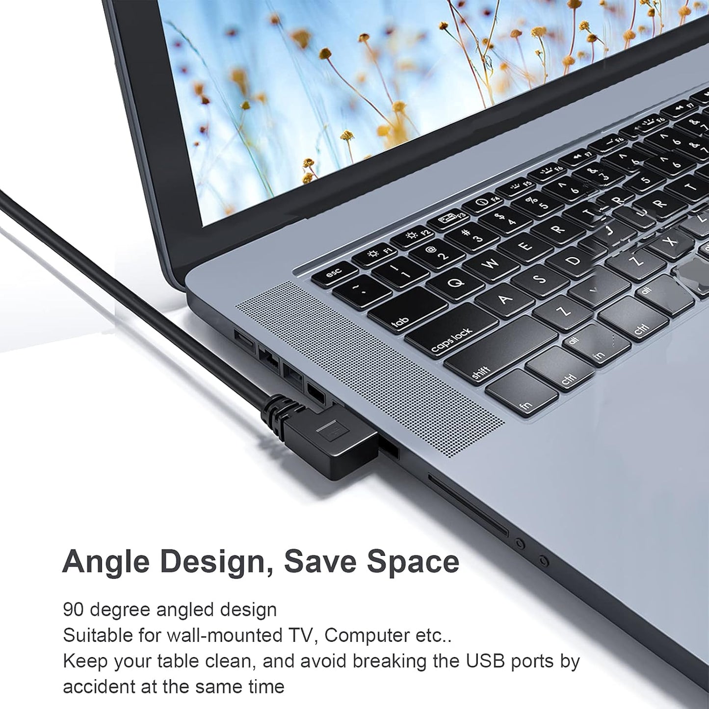 2-Pack 20cm USB Male to Female Extension Cable | 90-Degree Angled Connector | Flexible & Durable USB 2.0 Adapter Cord